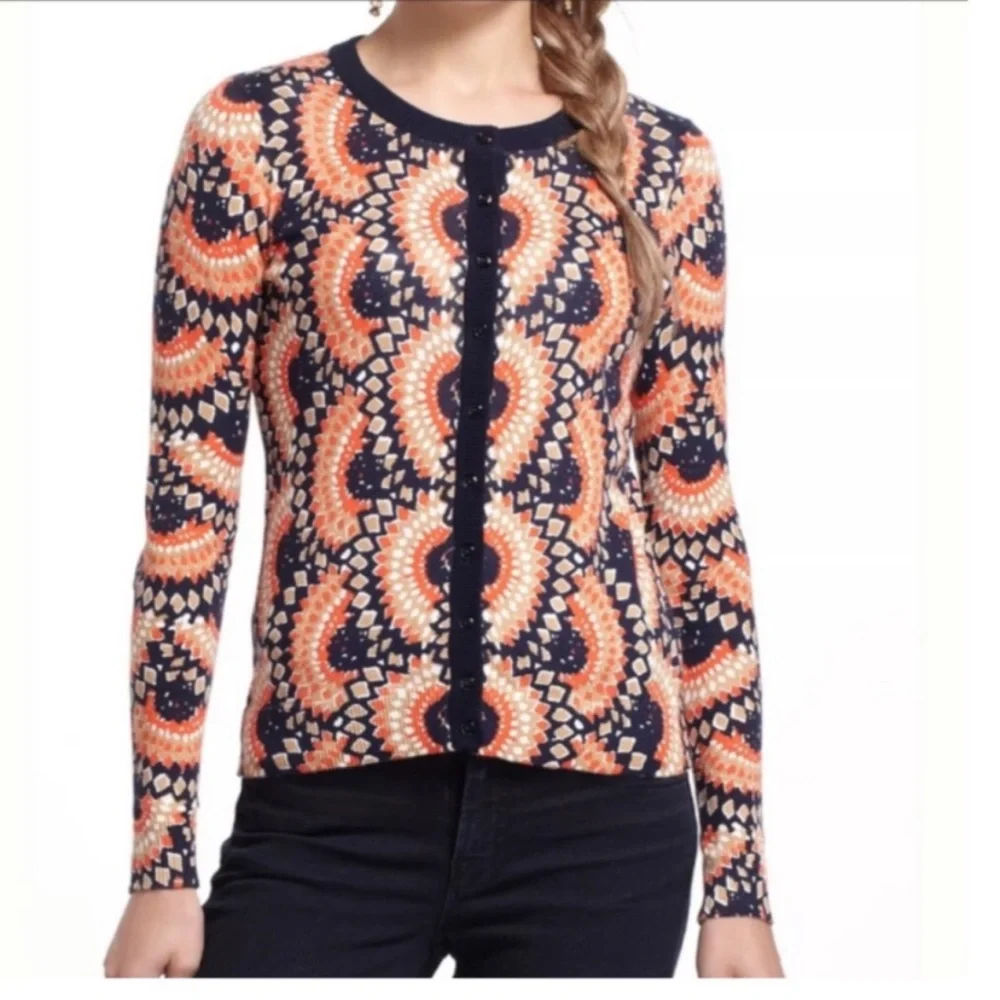 Anthropologie Cardigan Sweater.Tabitha Odval Geometric Print  Size… - Picture 2 of 6